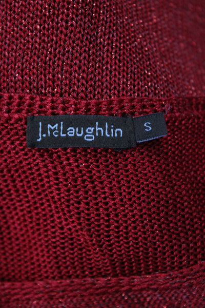 J. Mclaughlin Womens Long Sleeves V Neck Sweater Red Metallic Size Small