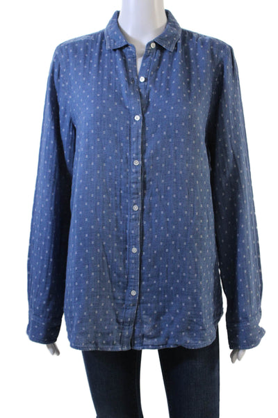 J. Mclaughlin Womens Long Sleeves Relax Fit Button Down Shirt Blue Size 12