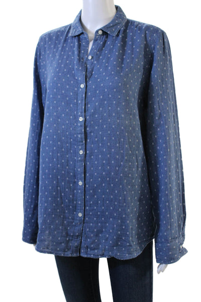 J. Mclaughlin Womens Long Sleeves Relax Fit Button Down Shirt Blue Size 12