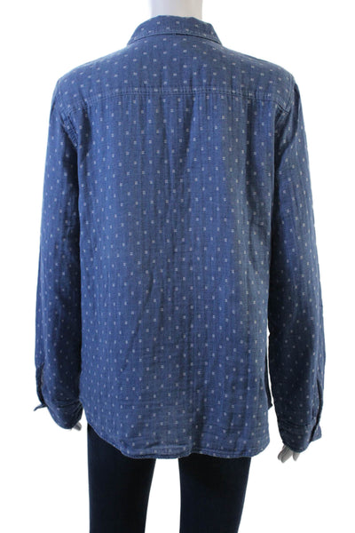J. Mclaughlin Womens Long Sleeves Relax Fit Button Down Shirt Blue Size 12
