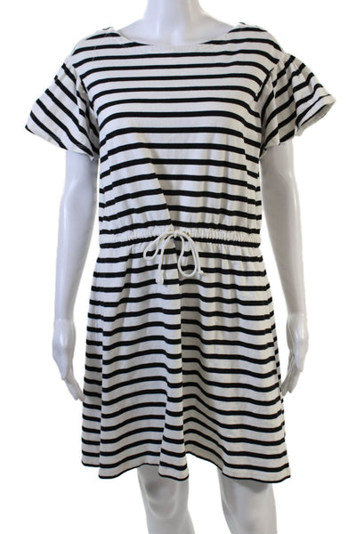 Kate Spade New York Womens Striped A Line Dress White Black Size Large