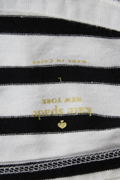 Kate Spade New York Womens Striped A Line Dress White Black Size Large