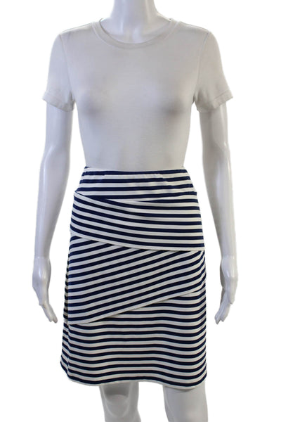 J. Mclaughlin Womens Striped Pull On Body Con Skirt Navy Blue White Size Medium