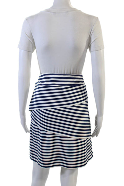 J. Mclaughlin Womens Striped Pull On Body Con Skirt Navy Blue White Size Medium