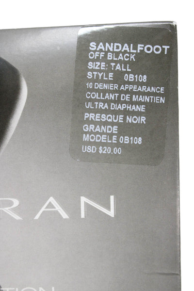 Donna Karan Womens Off Black Sandal Foot Sheer Tights Size Tall