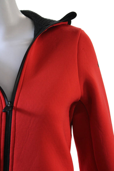 Nike Womens Front Zip Long Sleeve Hooded Therma Fit Jacket Orange Black Small