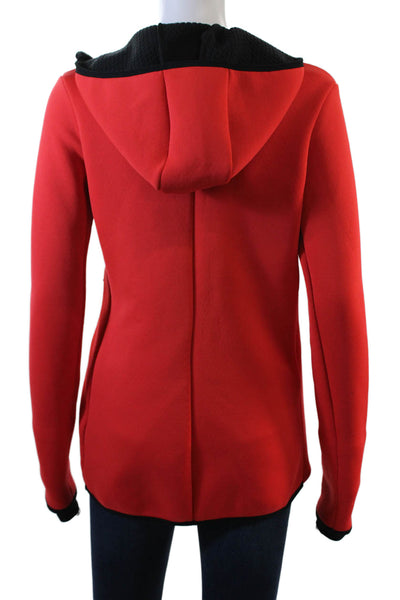 Nike Womens Front Zip Long Sleeve Hooded Therma Fit Jacket Orange Black Small