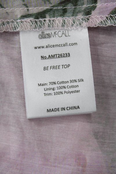 Alice McCall Womens Long Sleeve Cold Shoulder Floral Blouse Pink Cotton Size 0