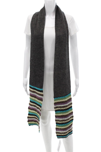 Designer Womens Wool Striped Scarf Size 86" X 6.5"