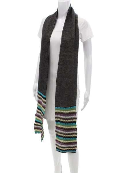 Designer Womens Wool Striped Scarf Size 86" X 6.5"