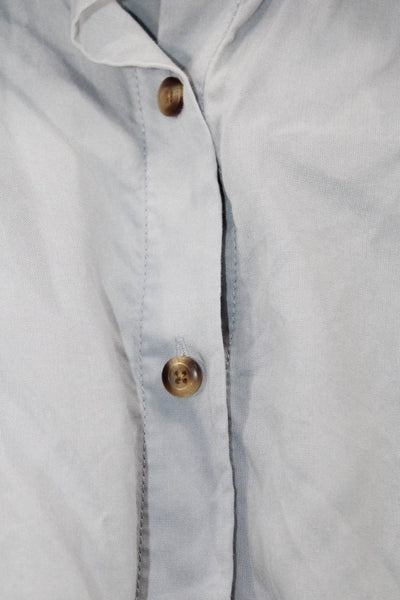 Everlane Womens Button Front Short Sleeve Collared Oversized Shirt Blue Medium