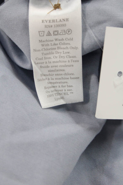 Everlane Womens Button Front Short Sleeve Collared Oversized Shirt Blue Medium