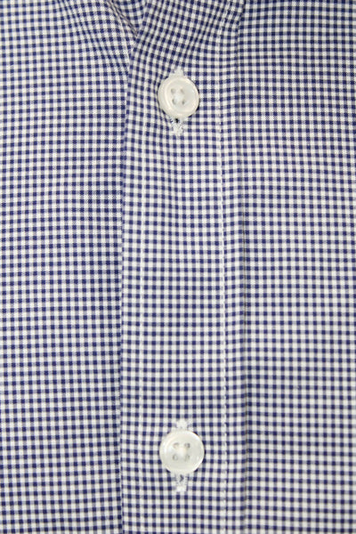 J Crew Mens Button Front Long Sleeve Collared Plaid Shirt Navy White Size 16.5
