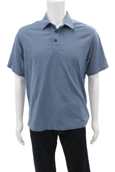 Everlane Mens Short Sleeve Collared Knit Polo Shirt Blue Cotton Size Medium