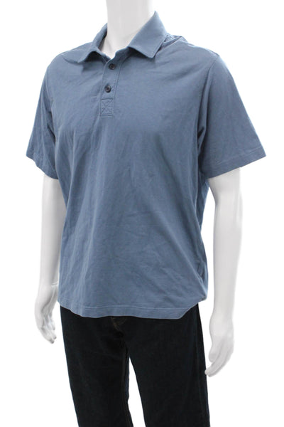Everlane Mens Short Sleeve Collared Knit Polo Shirt Blue Cotton Size Medium