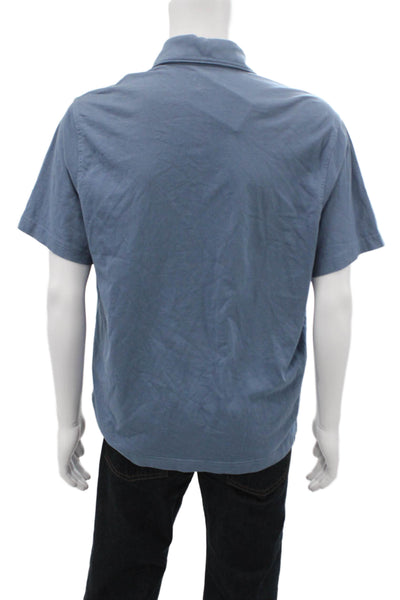 Everlane Mens Short Sleeve Collared Knit Polo Shirt Blue Cotton Size Medium