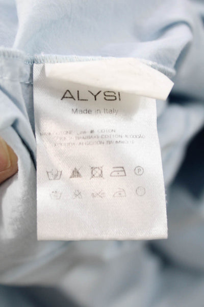 Alysi Womens Button-Down Shirt Blue Size 4