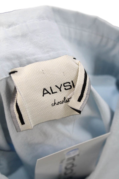 Alysi Womens Button-Down Shirt Blue Size 4
