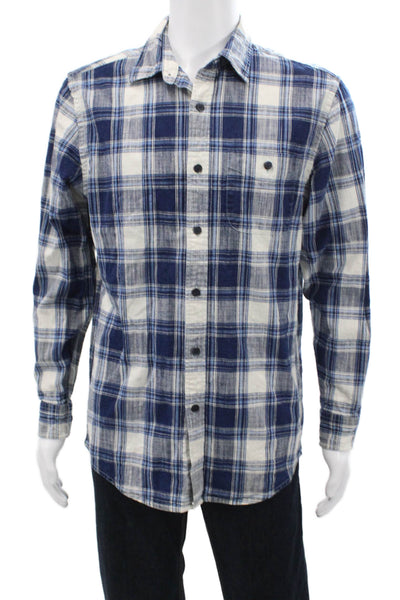 Pendleton Mens Plaid Button-Front Shirt Blue Size M