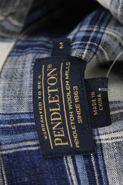 Pendleton Mens Plaid Button-Front Shirt Blue Size M