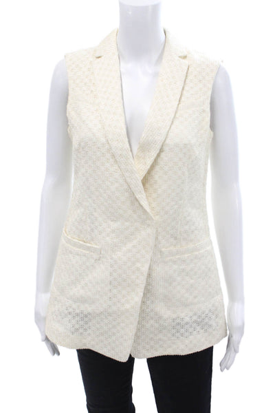 Piazza Sempione Womens Long Blazer Cream Size 40
