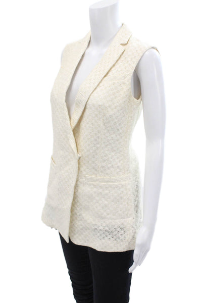 Piazza Sempione Womens Long Blazer Cream Size 40