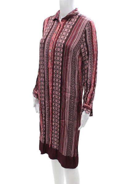 Anna Seravalli Womens Abstract Print Button Collared Shift Dress Red Size EUR 42