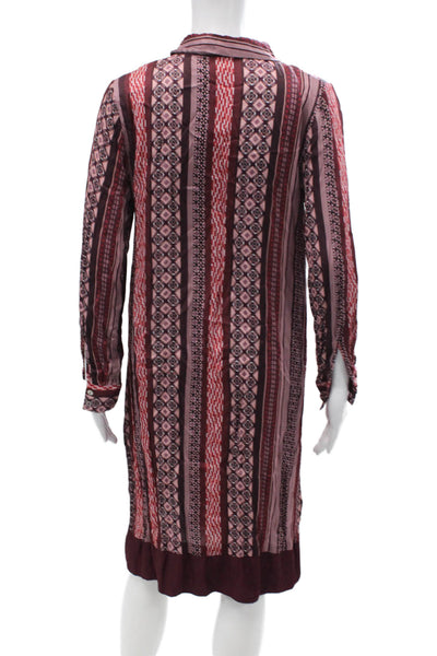Anna Seravalli Womens Abstract Print Button Collared Shift Dress Red Size EUR 42