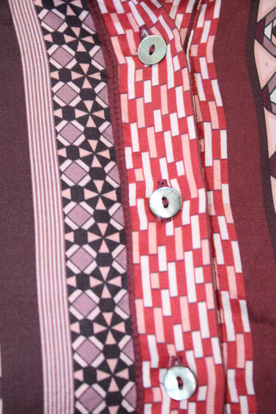 Anna Seravalli Womens Abstract Print Button Collared Shift Dress Red Size EUR 42