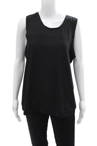 Athleta Womens Sleeveless Round Neck Casual Tank Top Black Size L