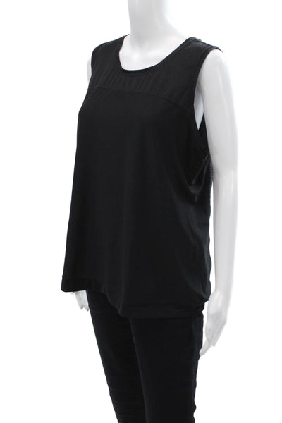 Athleta Womens Sleeveless Round Neck Casual Tank Top Black Size L