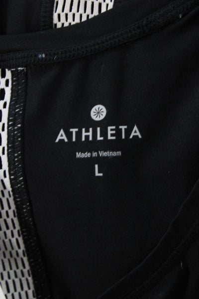 Athleta Womens Sleeveless Round Neck Casual Tank Top Black Size L