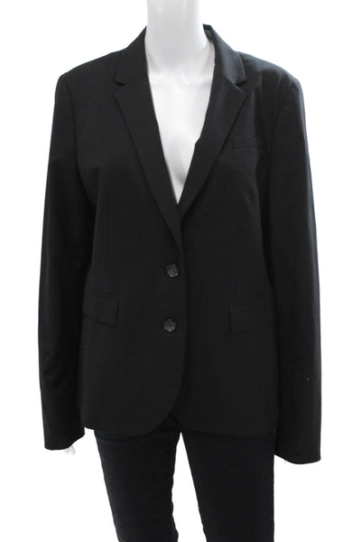 Banana Republic Womens Textured Lined Button Blazer Black Size 14