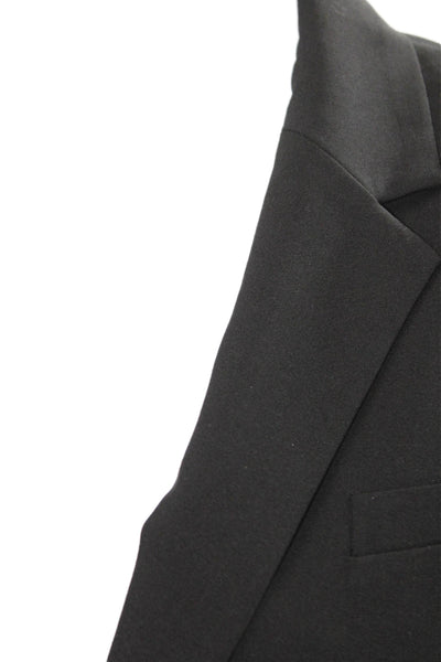Banana Republic Womens Textured Lined Button Blazer Black Size 14