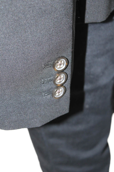 Banana Republic Womens Textured Lined Button Blazer Black Size 14