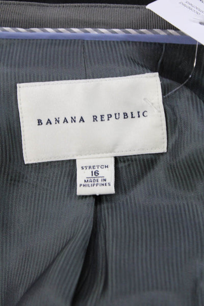 Banana Republic Womens Textured Lined Button Blazer Black Size 14