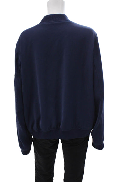 Michael Michael Kors Womens Textured Full Zip Long Sleeve Sweater Navy Size XL