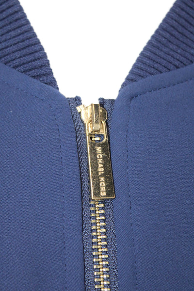 Michael Michael Kors Womens Textured Full Zip Long Sleeve Sweater Navy Size XL