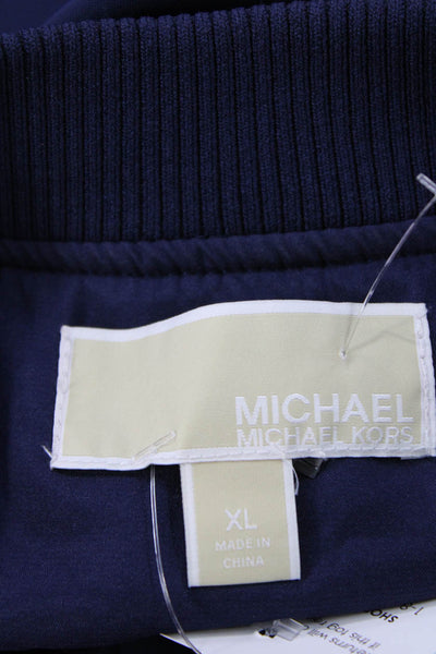 Michael Michael Kors Womens Textured Full Zip Long Sleeve Sweater Navy Size XL
