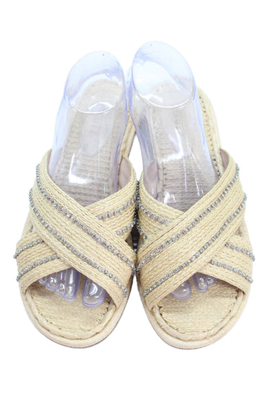Schutz Womens Slide-On Sandals Beige Size 9