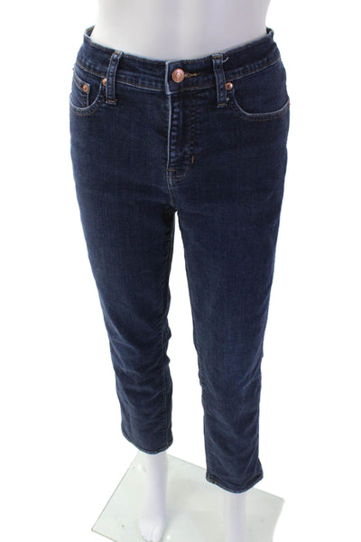 J Crew Womens Ankle Straight Dark Blue Mid-Rise Jeans Size 29