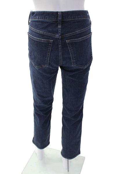 J Crew Womens Ankle Straight Dark Blue Mid-Rise Jeans Size 29