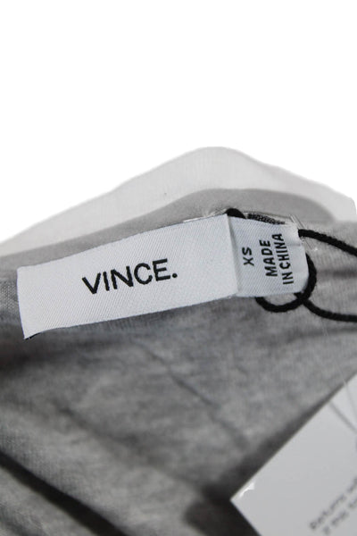 Vince Womens Contrast Round Neck Short Sleeve T-Shirt Gray White Size XS
