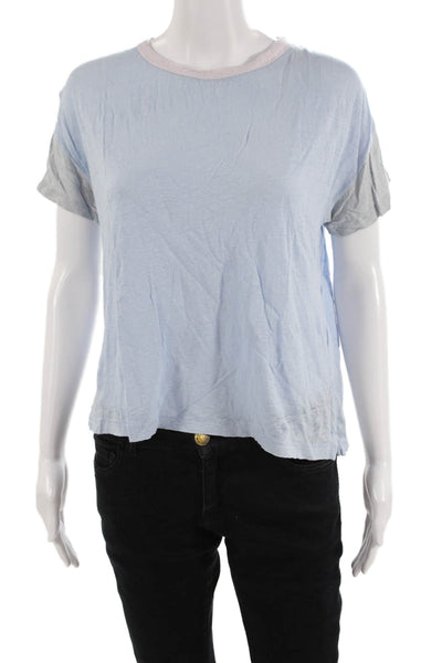 Rag & Bone Womens Linen Colorblock Print Short Sleeve T-Shirt Multicolor Size XS