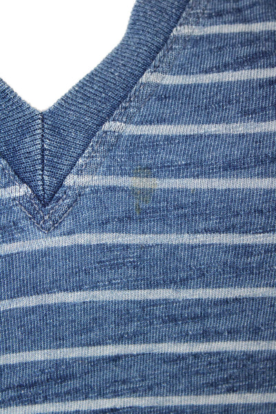 Rag & Bone Womens Cotton Striped Print Short Sleeve T-Shirt Blue Size XS