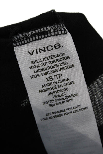 Vince Womens Striped Print Long Sleeve Tie Waist Dress Black White Size XS