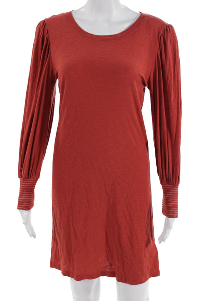 Nation LTD Womens Cotton Long Sleeve Mini Shirt Dress Burnt Orange Size S