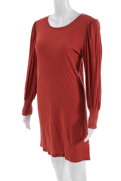 Nation LTD Womens Cotton Long Sleeve Mini Shirt Dress Burnt Orange Size S