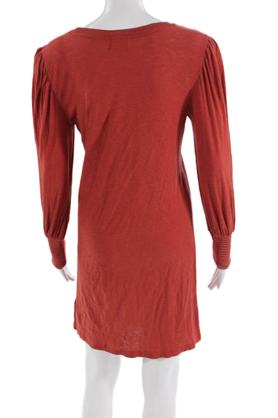 Nation LTD Womens Cotton Long Sleeve Mini Shirt Dress Burnt Orange Size S