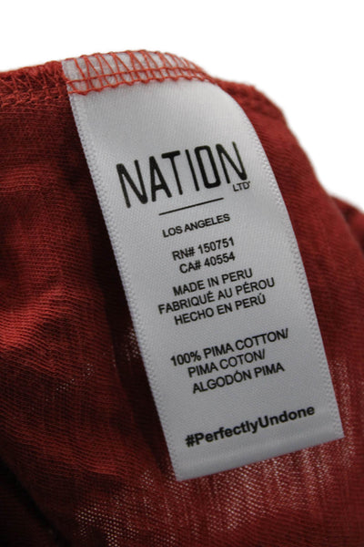 Nation LTD Womens Cotton Long Sleeve Mini Shirt Dress Burnt Orange Size S